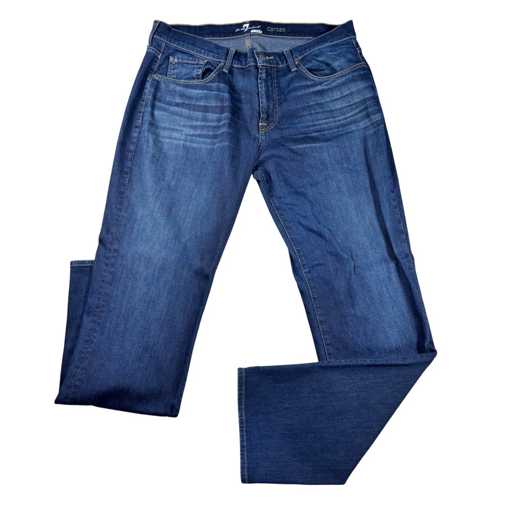 7 For All Mankind Carsen Easy Straight Leg Jeans Blue Dark Wash Mens 36x34